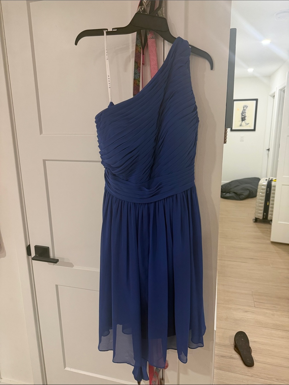 Azazie One-Shoulder Royal Blue Chiffon Dress